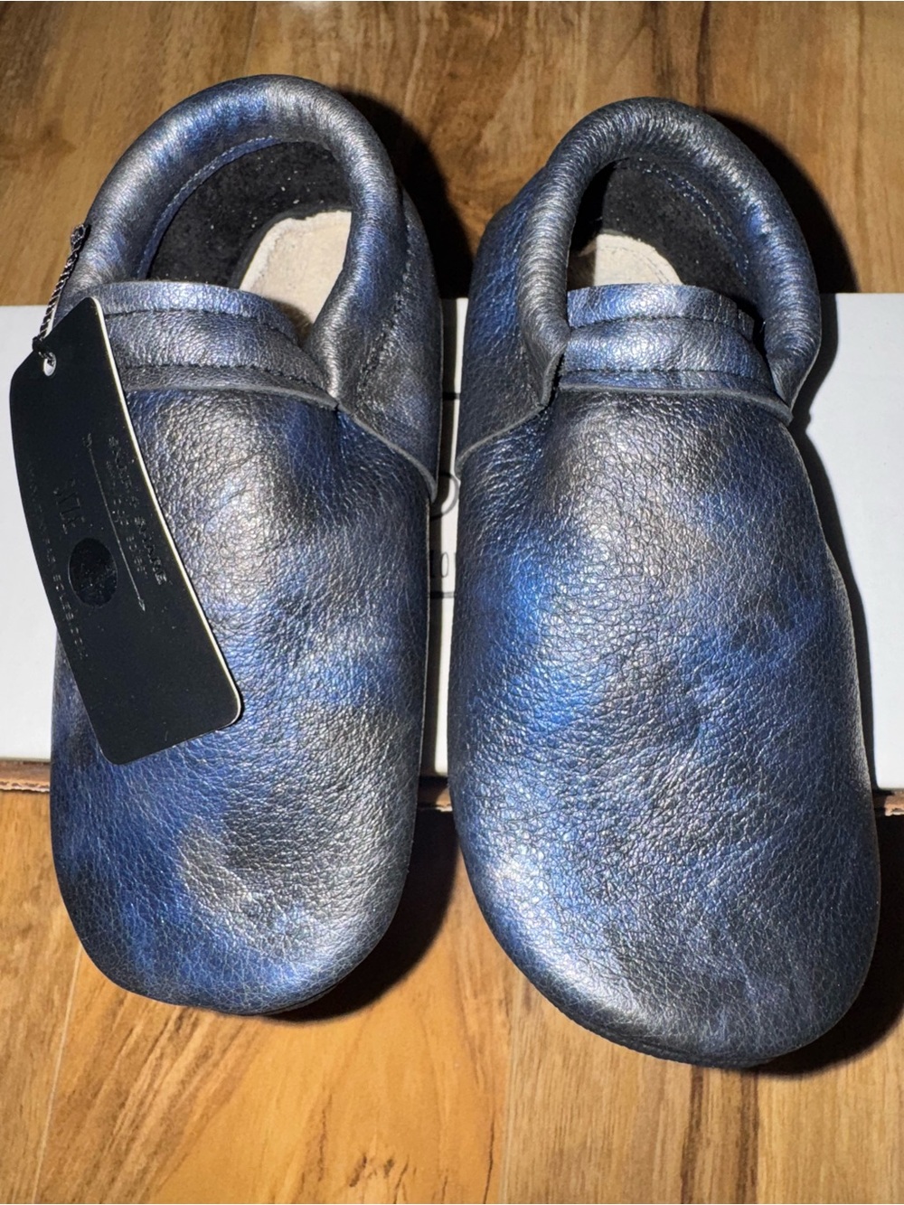 TBS Metallic Blue Baby Moccasins